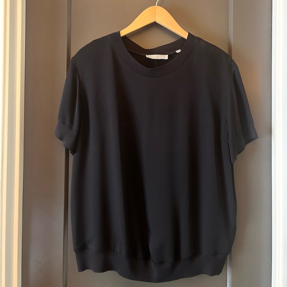 Vince SS Round Neck Silk Blouse